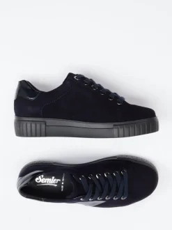 Semler – Sneaker aus Veloursleder Dunkelblau