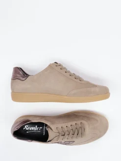 Semler – Sneaker aus Veloursleder in Sandbeige