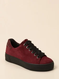 Semler – Sneaker aus Veloursleder in Bordeauxrot