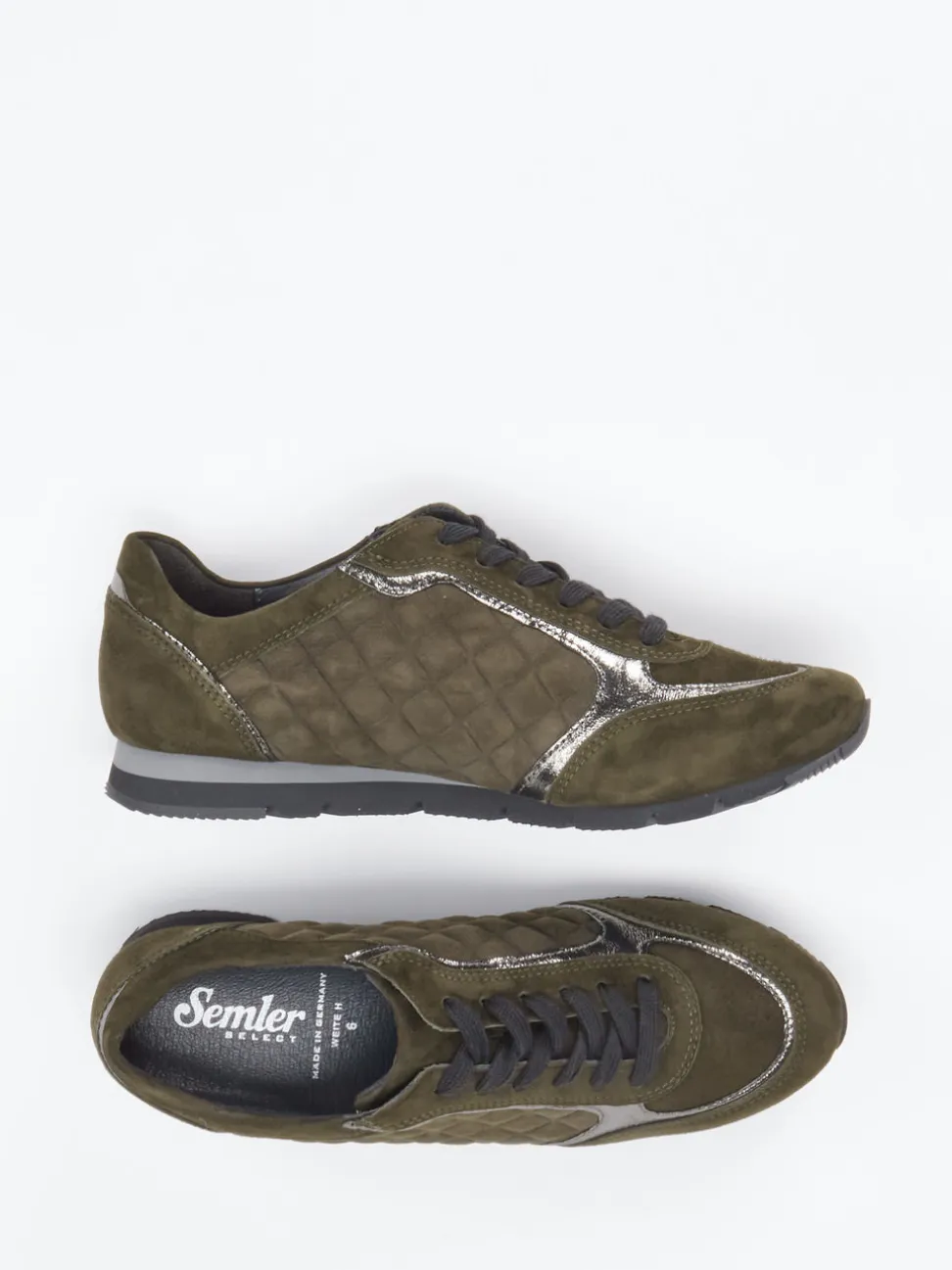 Semler – Sneaker aus Veloursleder in Olivgrün