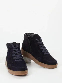 Semler – Sneaker-Boots aus Veloursleder Dunkelblau