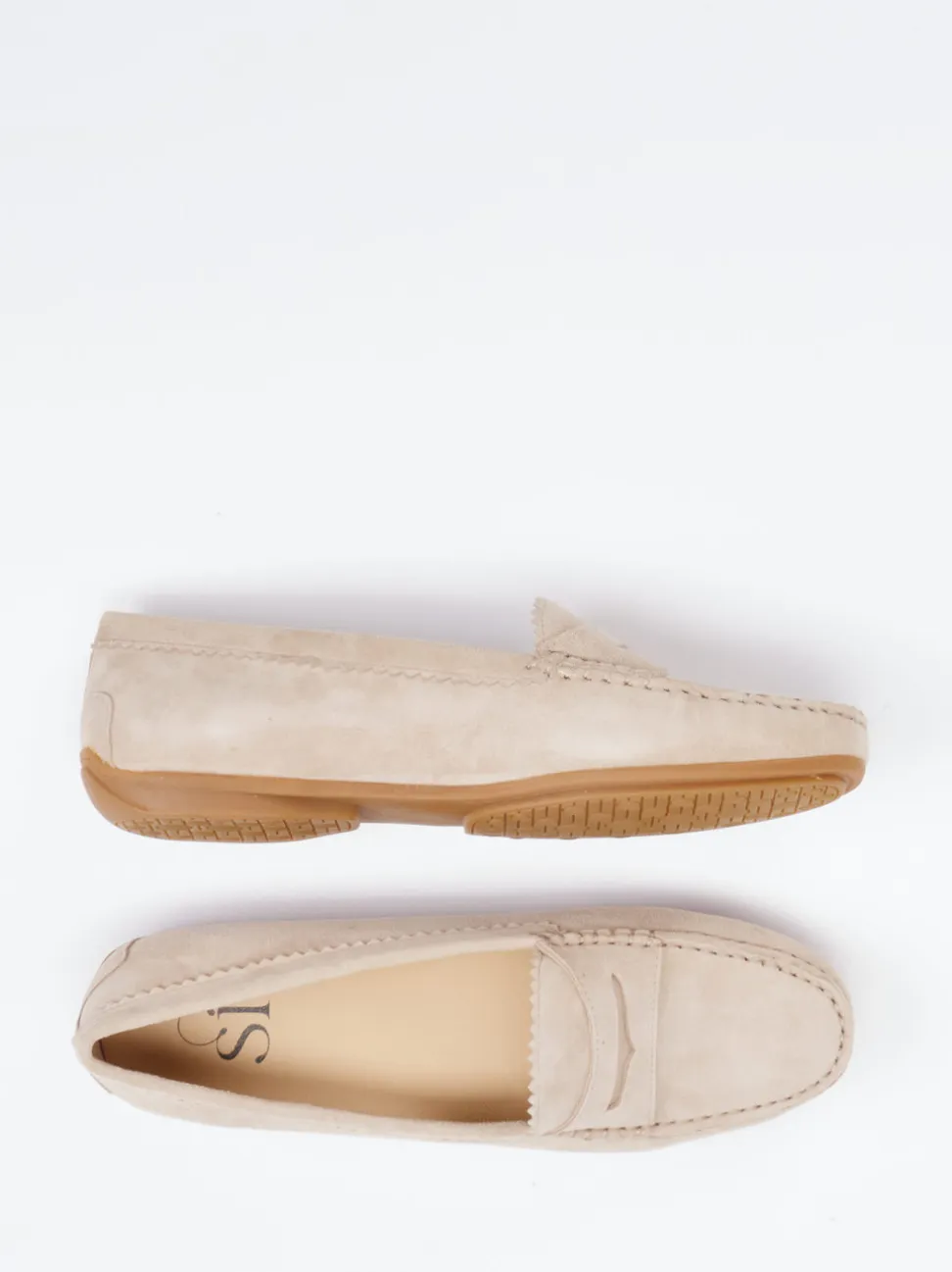 Si – Loafer aus Veloursleder in Beige