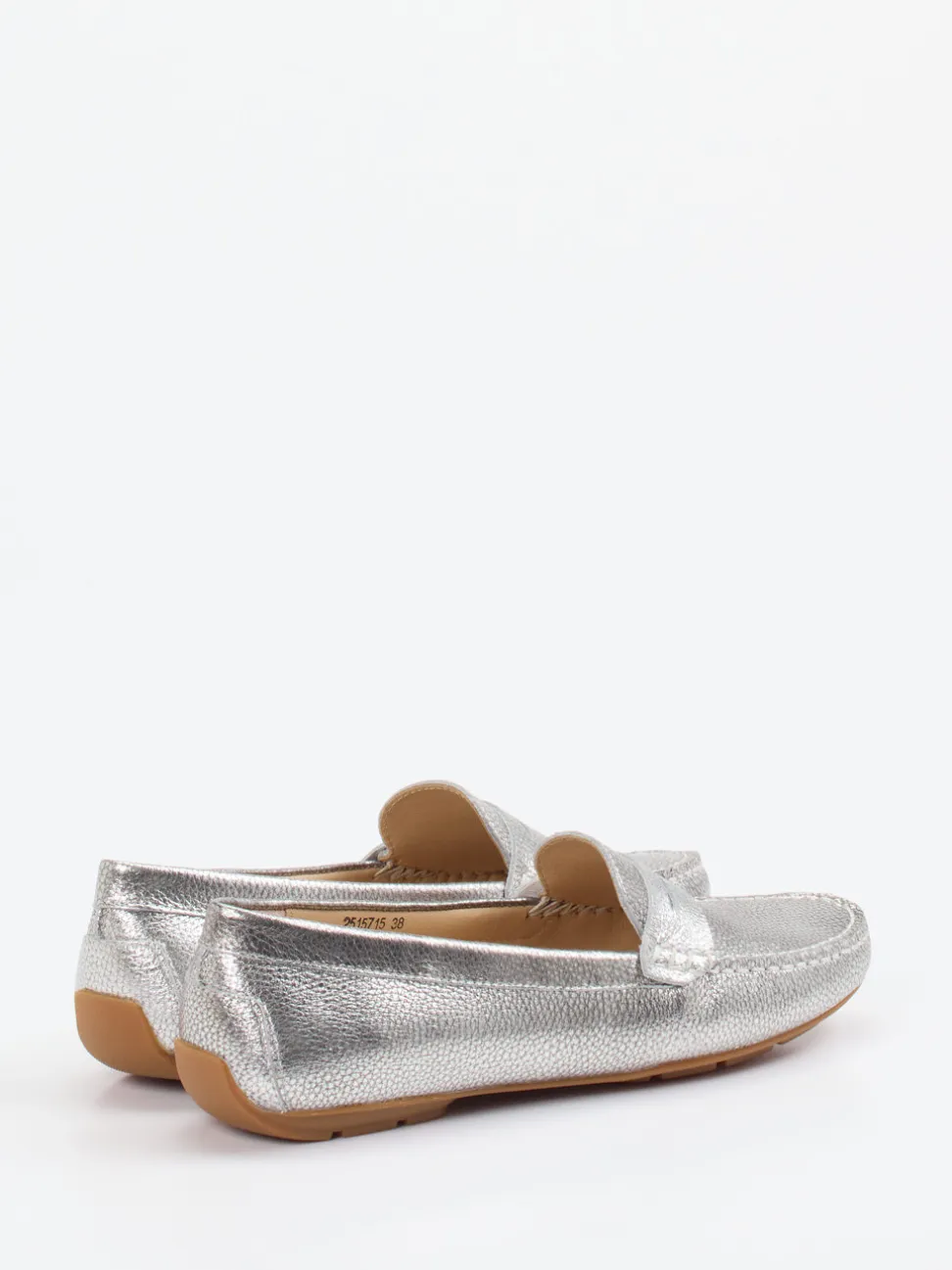 Si – Penny Loafer aus Metallic-Kalbleder silber