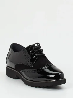 Sioux – Brogues aus Lackleder und Veloursleder schwarz
