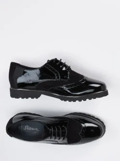Sioux – Brogues aus Lackleder und Veloursleder schwarz