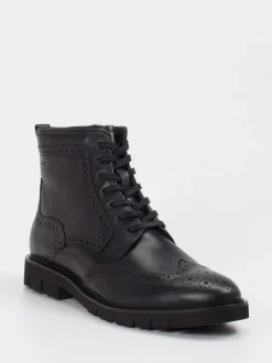 Sioux – Brogue-Stiefelette aus Kalbleder schwarz