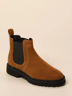 Sioux – Chelsea Boots aus Veloursleder cognacfarben