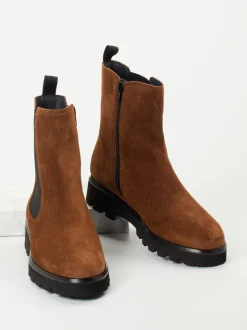 Sioux – Chelsea-Stiefeletten aus Veloursleder braun