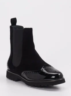 Sioux – Chelsea-Stiefelette aus Veloursleder schwarz