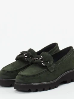 Sioux – Chunky-Slipper aus Veloursleder Tannengrün