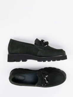 Sioux – Chunky-Slipper aus Veloursleder Tannengrün
