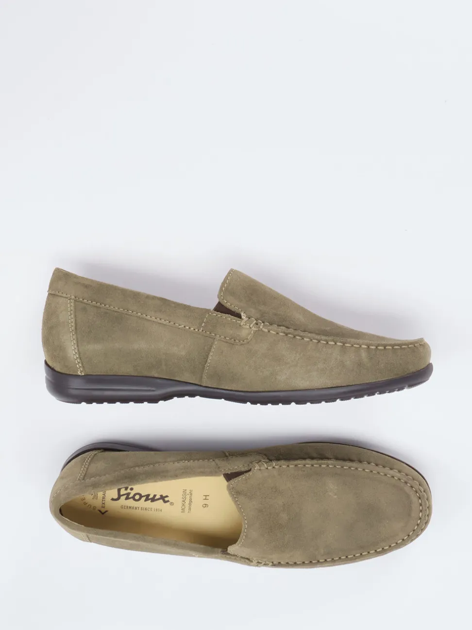 Sioux – Herren-Loafer aus Veloursleder olivgrün