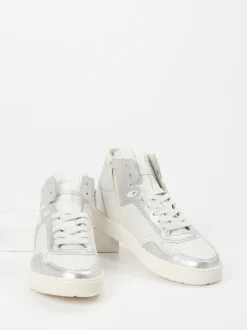 Sioux – High-Top Sneaker aus Metallicleder Offwhite