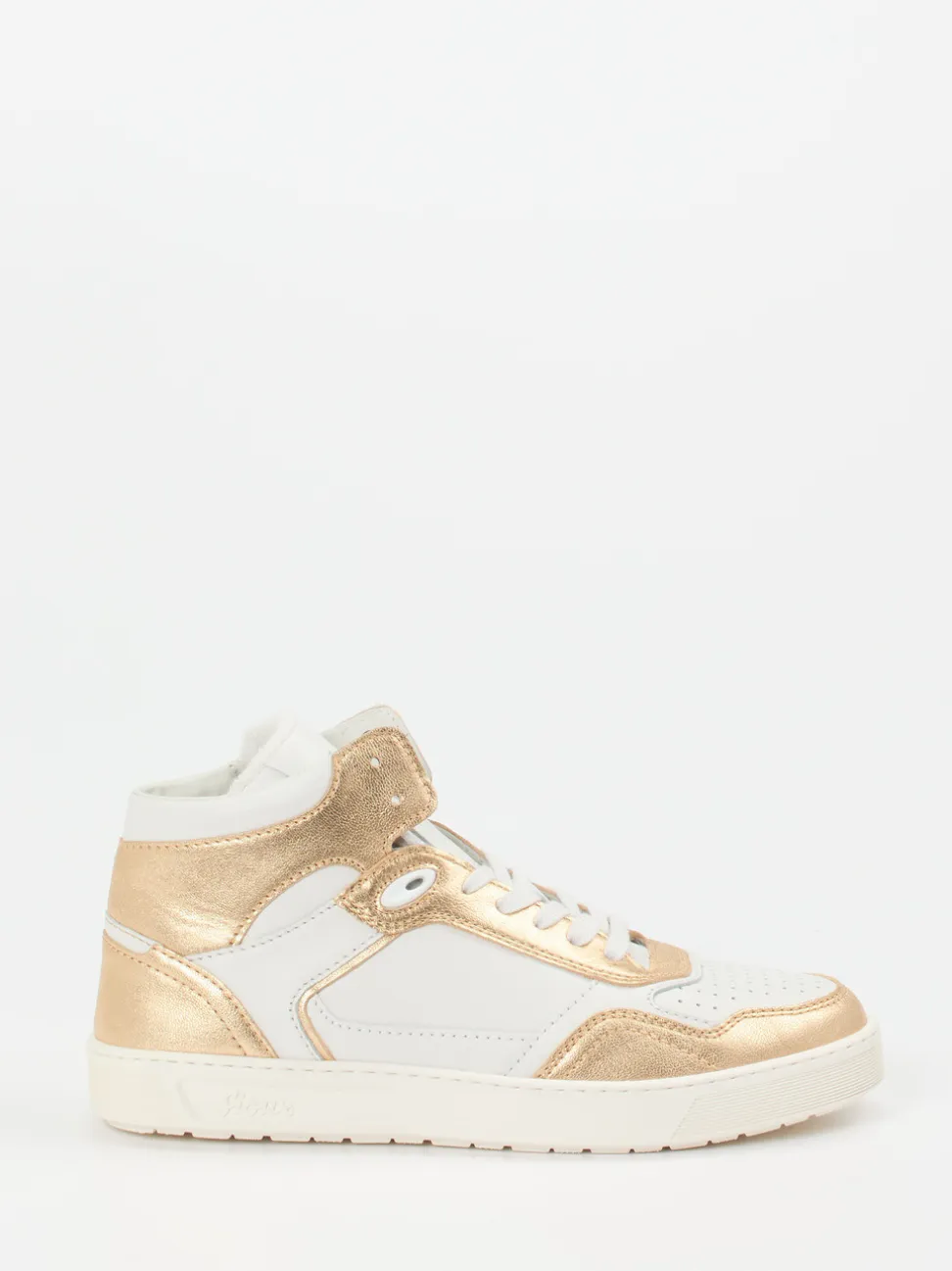 Sioux – High-Top Sneaker aus Metallicleder weiß