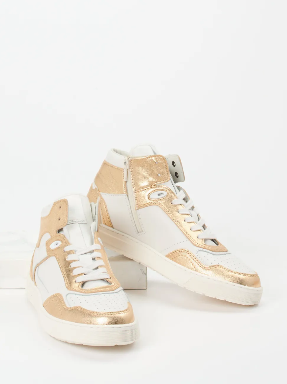 Sioux – High-Top Sneaker aus Metallicleder weiß