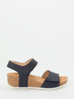 Sioux – Keilsandalette aus Kalbleder dunkelblau