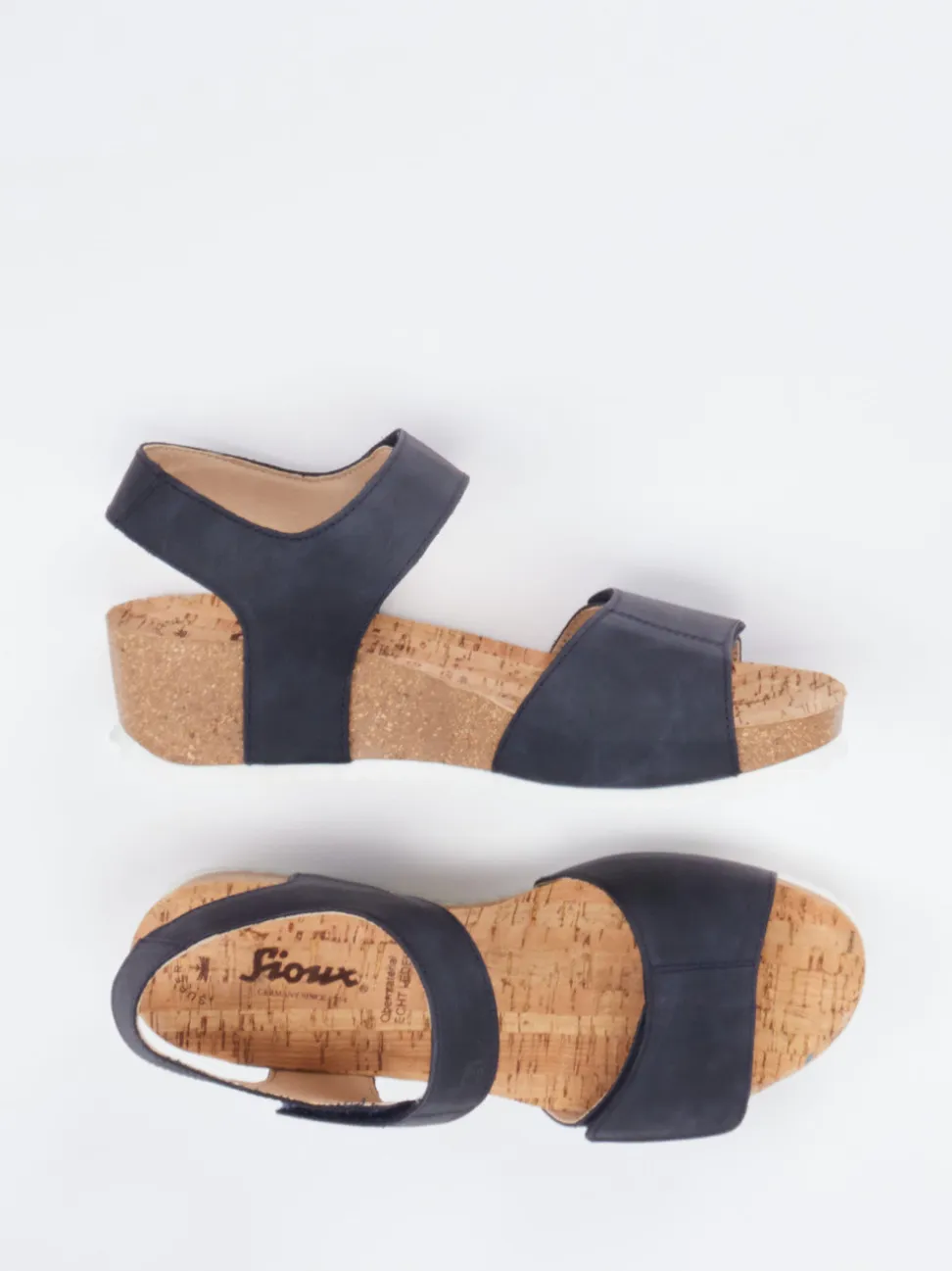 Sioux – Keilsandalette aus Kalbleder dunkelblau