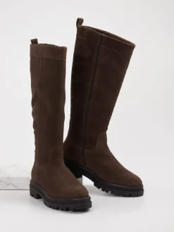 Sioux – Kniehohe Stiefel aus Veloursleder braun