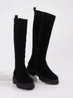 Sioux – Langschaftstiefel aus Veloursleder Schwarz