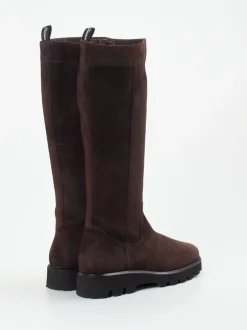 Sioux – Langschaftstiefel aus Veloursleder dunkelbraun