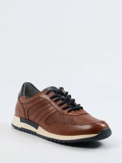 Sioux – Leder-Sneaker aus geprägtem Kalbleder braun