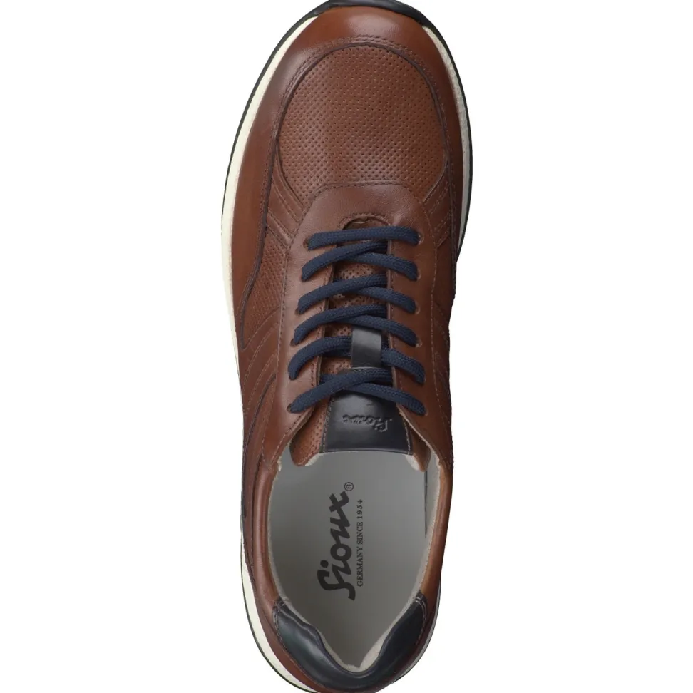Sioux – Leder-Sneaker aus geprägtem Kalbleder braun