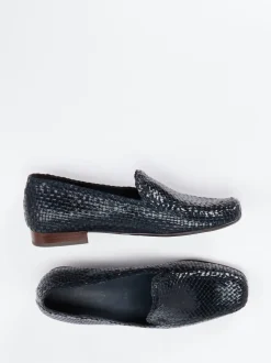 Sioux – Loafer aus Flechtleder in Navyblau