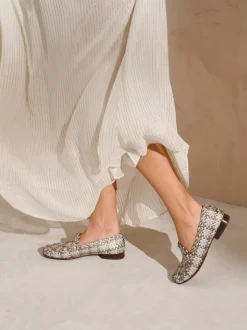 Sioux – Loafer aus Flechtleder mit Metallic-Finish