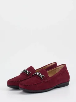 Sioux – Loafer aus Veloursleder in Bordeauxrot