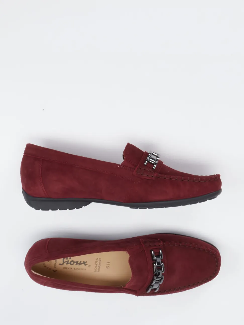 Sioux – Loafer aus Veloursleder in Bordeauxrot