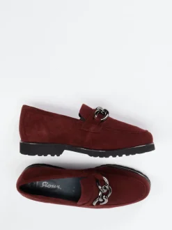 Sioux – Loafer aus Veloursleder in Bordeauxrot
