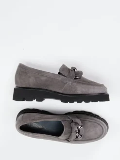 Sioux – Loafer aus Veloursleder in Silbergrau