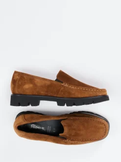 Sioux – Loafer aus Veloursleder Cognacbraun
