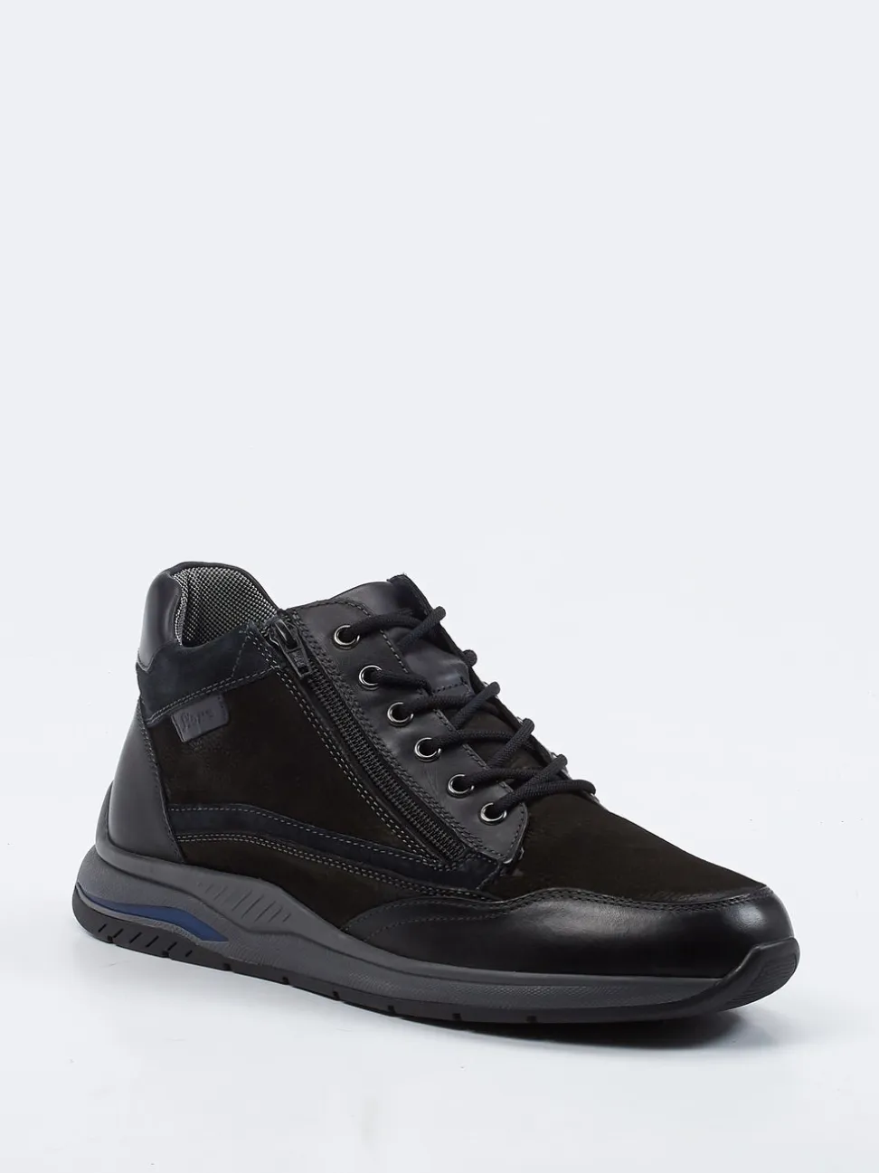 Sioux – Mid-Top-Schnürschuh aus Nubukleder Schwarz