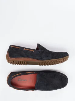 Sioux – Mokassin aus Veloursleder Dunkelblau