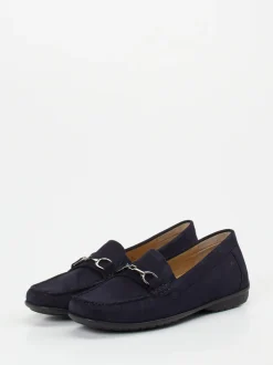 Sioux – Mokassin-Slipper aus Veloursleder Dunkelblau