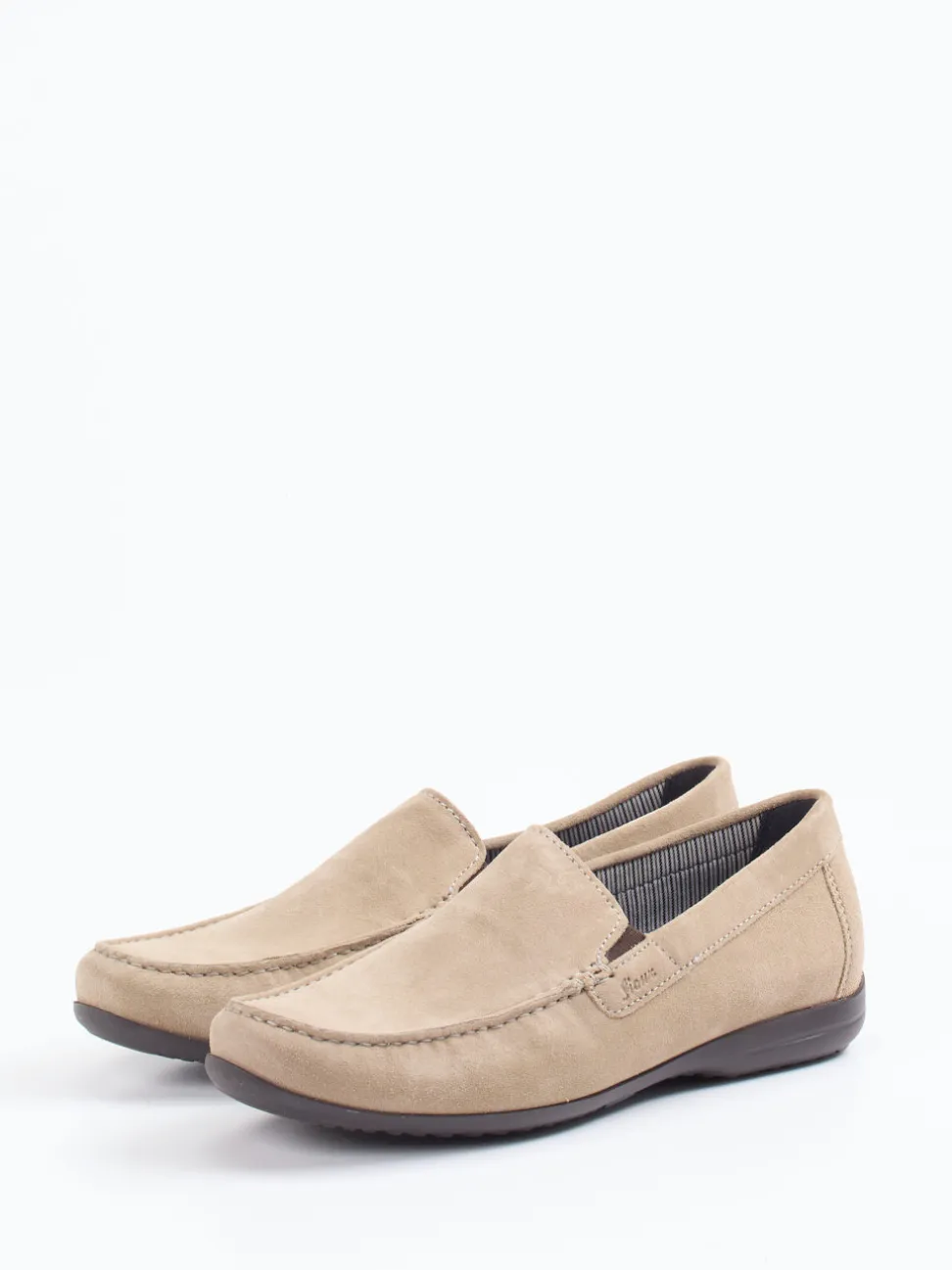 Sioux – Mokassin-Slipper aus Veloursleder beige