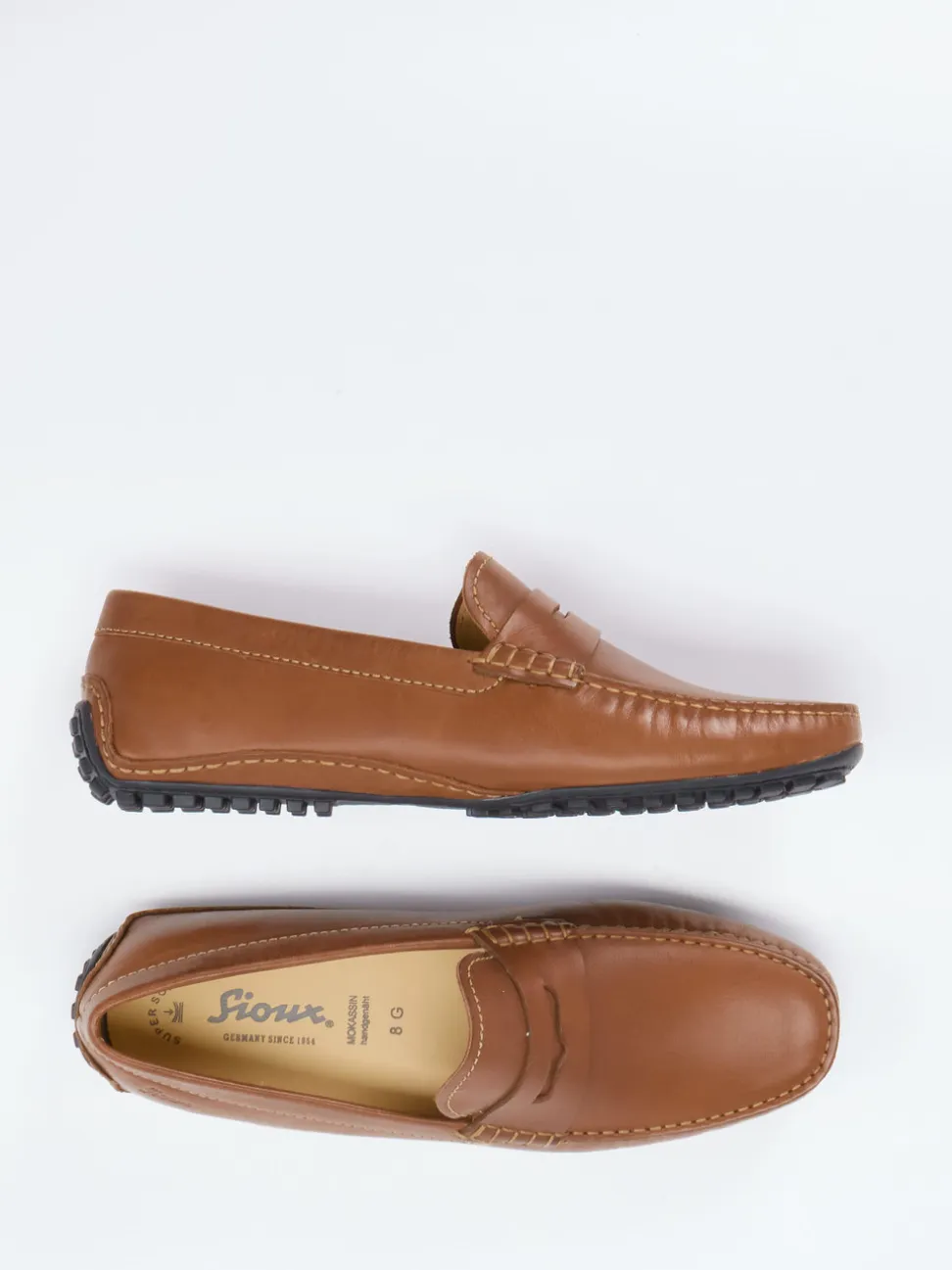 Sioux – Penny Loafer aus Kalbleder Mittelbraun
