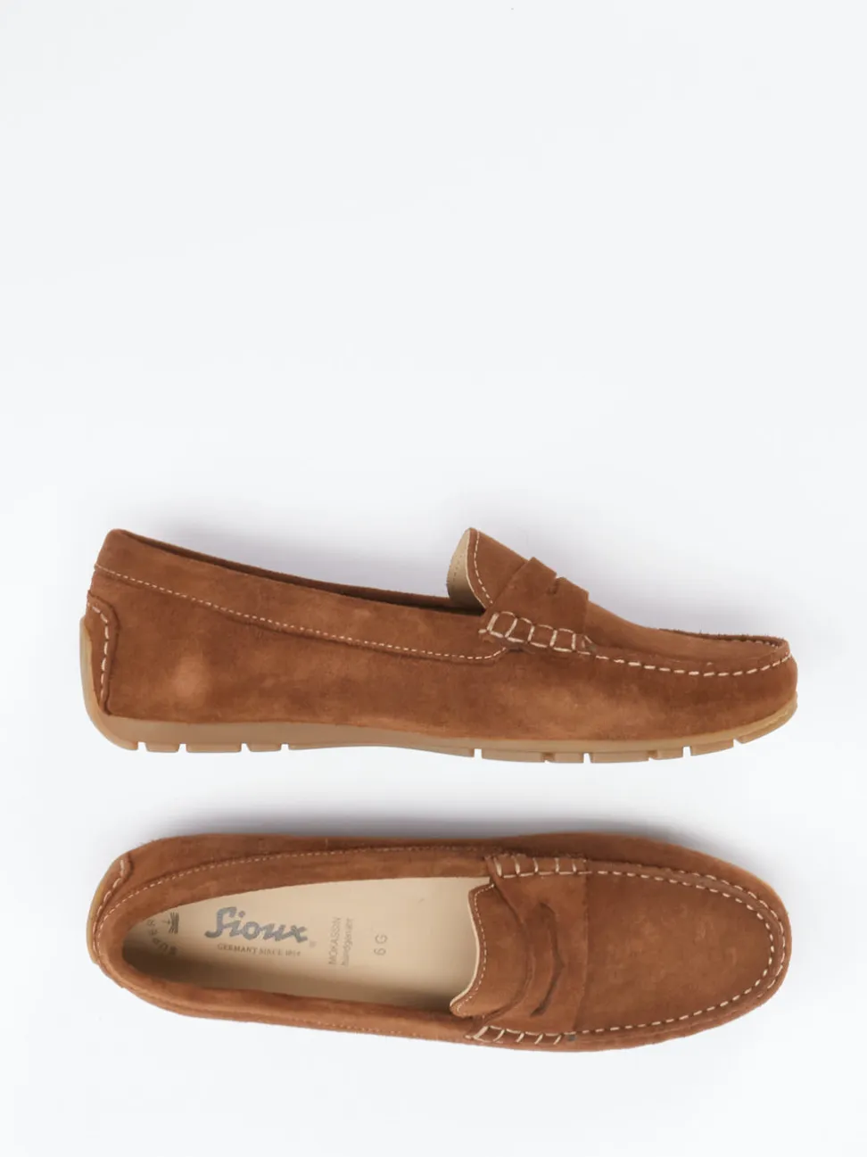 Sioux – Penny Loafer aus Veloursleder Rostbraun