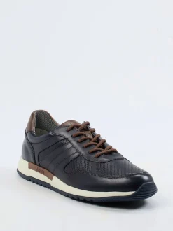 Sioux – Retro-Sneaker aus geprägtem Leder blau