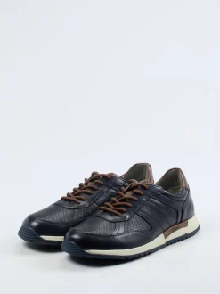 Sioux – Retro-Sneaker aus geprägtem Leder blau