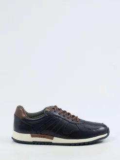 Sioux – Retro-Sneaker aus geprägtem Leder blau