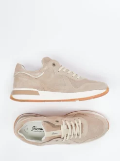 Sioux – Retro-Sneaker aus Veloursleder beige