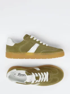 Sioux – Retro-Sneaker aus Veloursleder Olivgrün