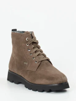 Sioux – Schnürboots aus Veloursleder taupe