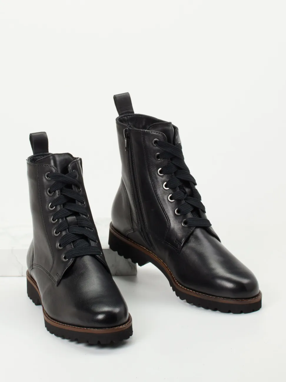 Sioux – Schnürstiefelette aus Kalbleder schwarz