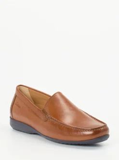 Sioux – Slipper aus geprägtem Leder cognacbraun