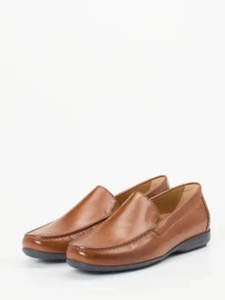 Sioux – Slipper aus geprägtem Leder cognacbraun