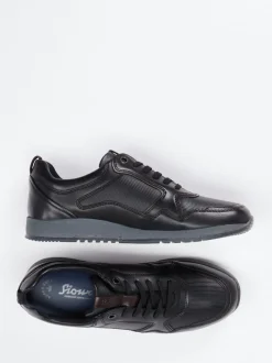 Sioux – Sneaker aus geprägtem Leder schwarz
