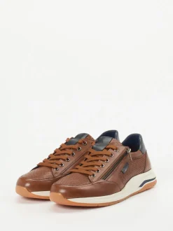 Sioux – Sneaker aus geprägtem Leder cognacbraun